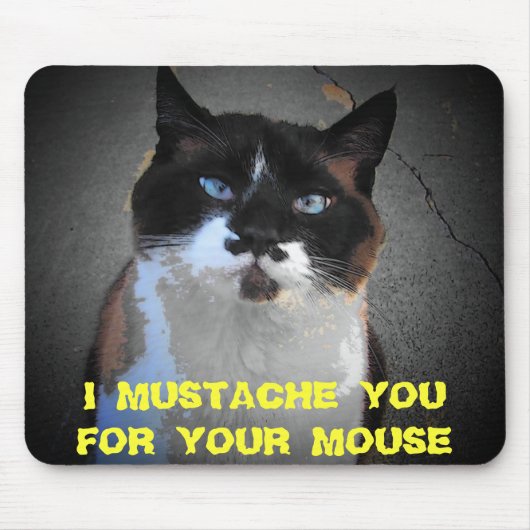 MUSTACHE CAT wil je muis Muismat (Voorkant)