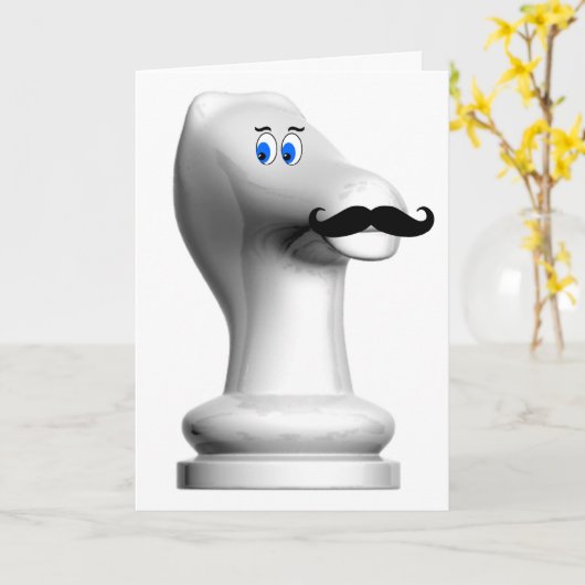 Mustache Chess Knight Funny Card Kaart (Gele Bloem)