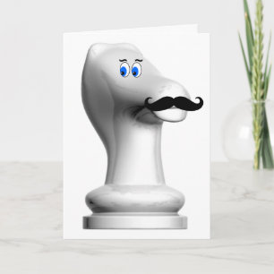 Mustache Chess Knight Funny Card Kaart