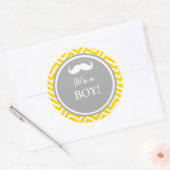 Mustache chevron baby jongen douche ronde sticker (Envelop)