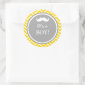 Mustache chevron baby jongen douche ronde sticker (Tas)