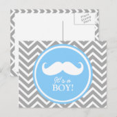 Mustache chevron baby jongen douche uitnodiging briefkaart (Voorkant / Achterkant)