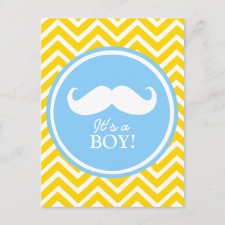 Mustache chevron baby jongen douche uitnodiging briefkaart