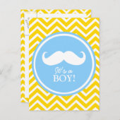 Mustache chevron baby jongen douche uitnodiging briefkaart (Voorkant / Achterkant)