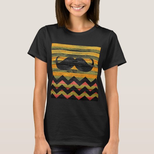 Mustache Chevron Modern Wood 3 T-shirt (Voorkant)