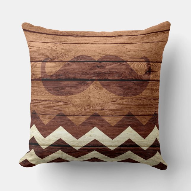 Mustache Chevron  Wooden #3 Kussen (Voorkant)
