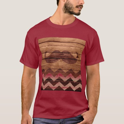 Mustache Chevron Wooden #3 T-shirt (Voorkant)