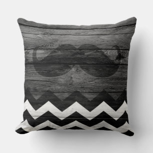 Mustache Chevron  Wooden #4 Kussen