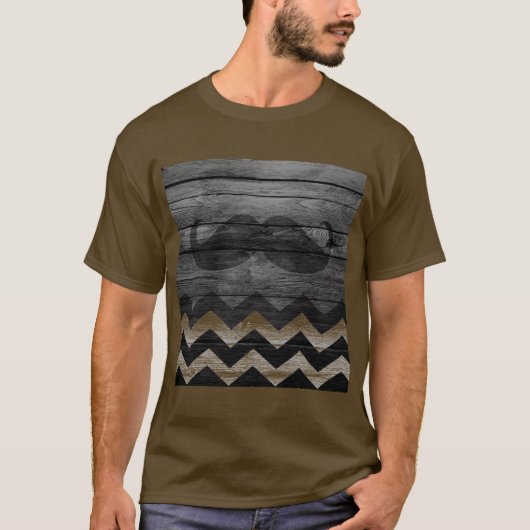 Mustache Chevron  Wooden #4 T-shirt (Voorkant)