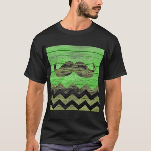 Mustache Chevron Wooden T-shirt (Voorkant)