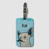 Mustache Chihuahua Graffiti Monogram Bagagelabel (Voorkant (verticaal))