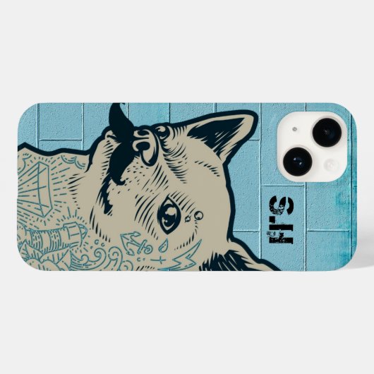 Mustache Chihuahua Graffiti Monogram Case-Mate iPhone Case (Achterkant (horizontaal))