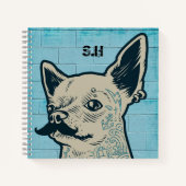 Mustache Chihuahua Graffiti Monogram Notitieboek (Voorkant)