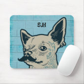 Mustache Chihuahua Graffiti Wall Monogram Muismat (Met muis)