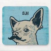 Mustache Chihuahua Graffiti Wall Monogram Muismat (Voorkant)