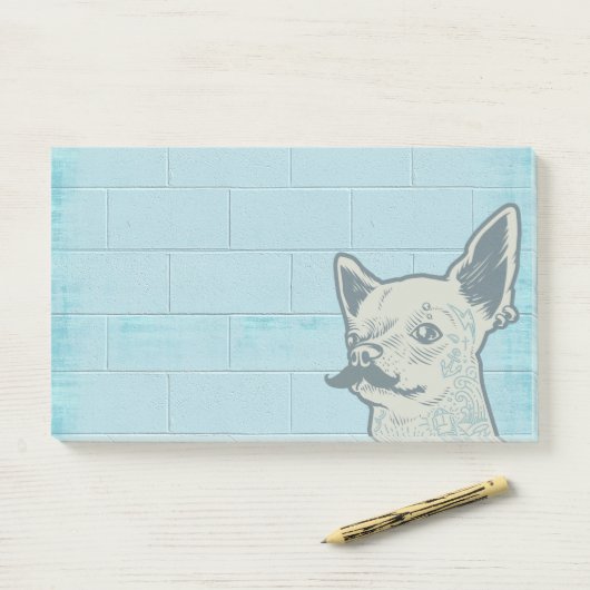 Mustache Chihuahua Graffiti Wall Post-it® Notes (Op bureau)