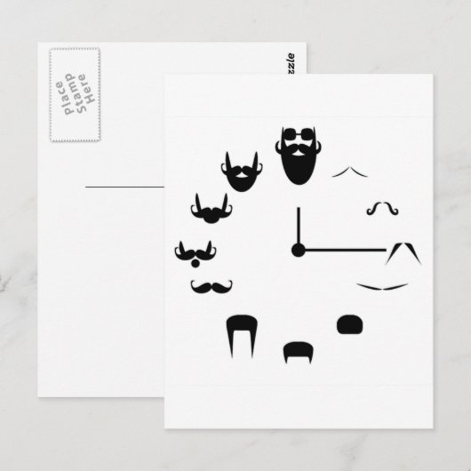 Mustache Clockface Briefkaart (Voorkant / Achterkant)