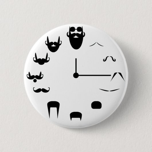 Mustache Clockface Ronde Button 5,7 Cm (Voorkant)