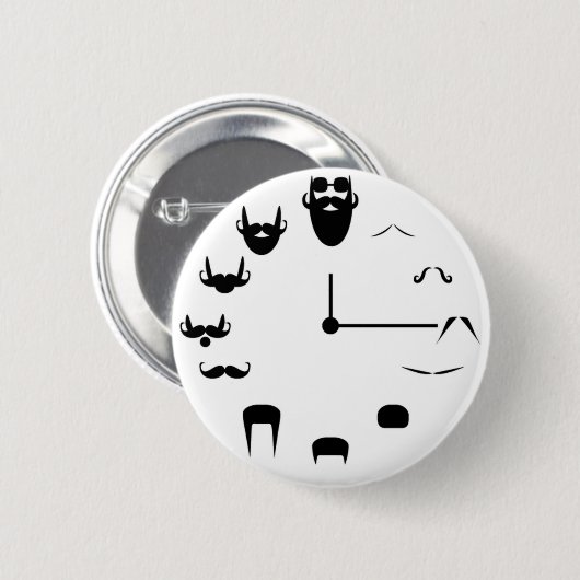 Mustache Clockface Ronde Button 5,7 Cm (Voorkant /achterkant)