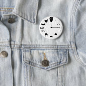 Mustache Clockface Ronde Button 5,7 Cm (In situ)