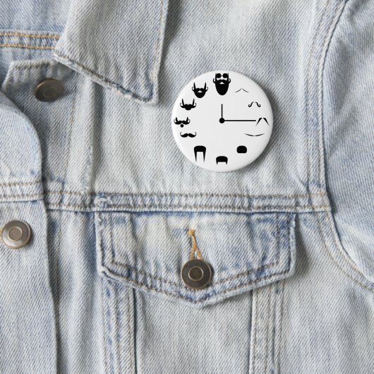 Mustache Clockface Ronde Button 5,7 Cm (In situ)