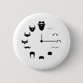Mustache Clockface Ronde Button 5,7 Cm (Voorkant)