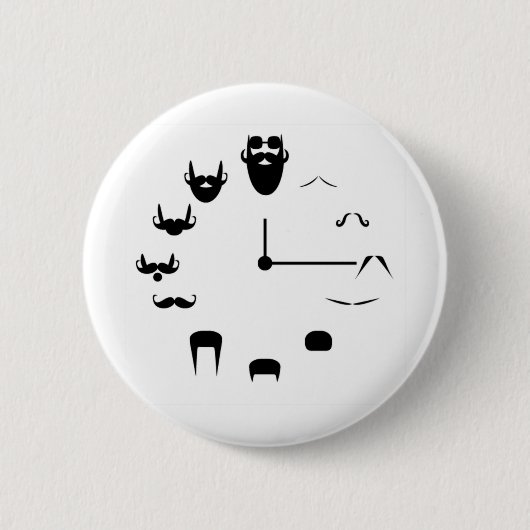 Mustache Clockface Ronde Button 5,7 Cm (Voorkant)