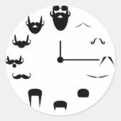 Mustache Clockface Ronde Sticker (Voorkant)
