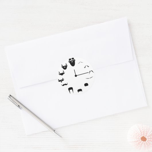 Mustache Clockface Ronde Sticker (Envelop)