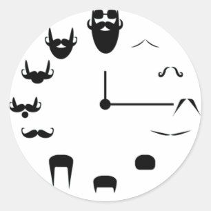 Mustache Clockface Ronde Sticker