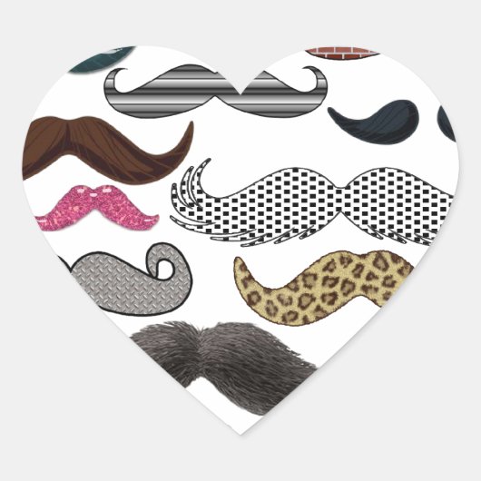 Mustache Collage Mustaches Popular toevoegen Kleur Hart Sticker (Voorkant)