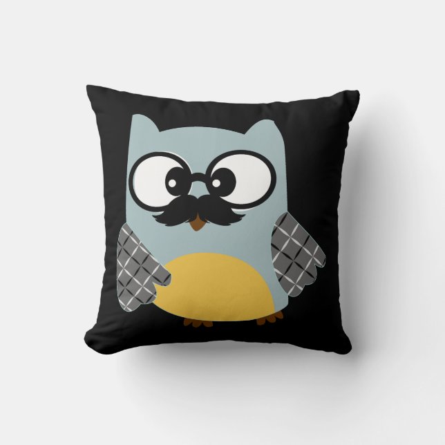 Mustache Colorful Custom Owl Kussen (Voorkant)