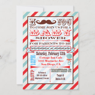Mustache Couples Baby Shower-uitnodigingen Kaart