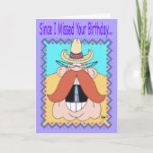 MUSTACHE COWBOY Belated Birthday Card Kaart (Voorkant)