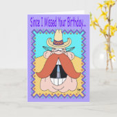 MUSTACHE COWBOY Belated Birthday Card Kaart (Gele Bloem)
