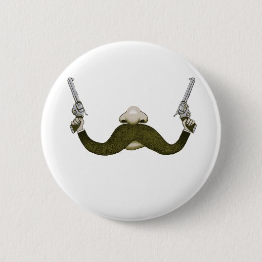 Mustache Cowboy Ronde Button 5,7 Cm (Voorkant)