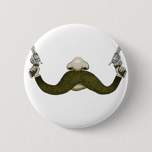 Mustache Cowboy Ronde Button 5,7 Cm (Voorkant)