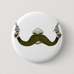 Mustache Cowboy Ronde Button 5,7 Cm