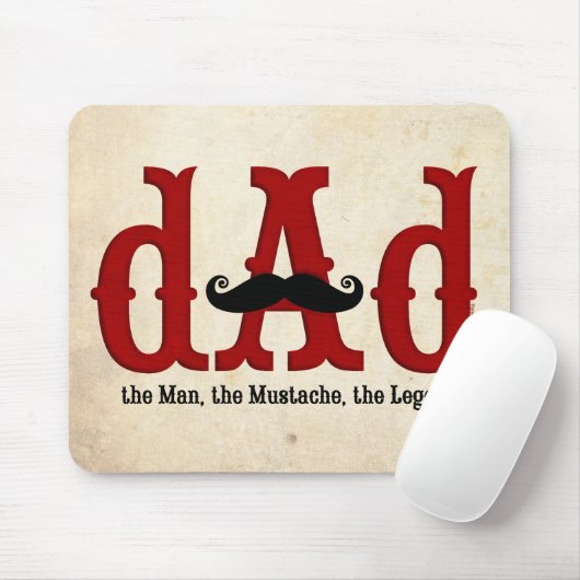 Mustache Dad Mousepad Muismat (Met muis)