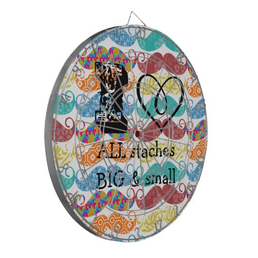 Mustache de heer Hipster  Retro Dartbord (Voorkant Links)