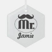 Mustache de heer Hipster Retro Glas Ornament (Voorkant)