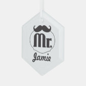 Mustache de heer Hipster Retro Glas Ornament (Voorkant links)