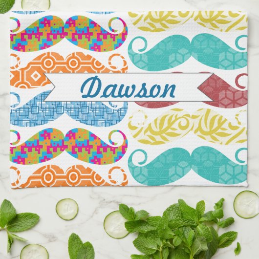 Mustache de heer Hipster  Retro Theedoek (Gevouwen)