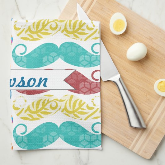 Mustache de heer Hipster  Retro Theedoek (Quarter Fold)