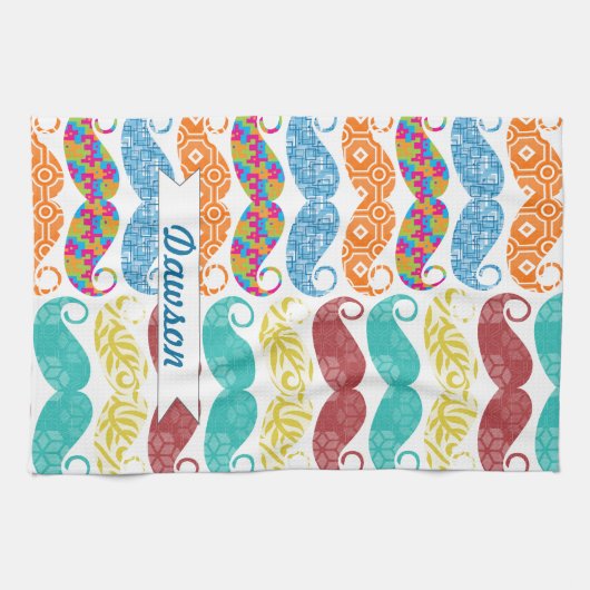 Mustache de heer Hipster  Retro Theedoek (Horizontaal)