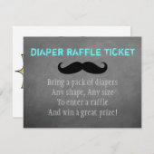 Mustache Diaper Raffle Ticket Informatiekaartje (Voorkant / Achterkant)