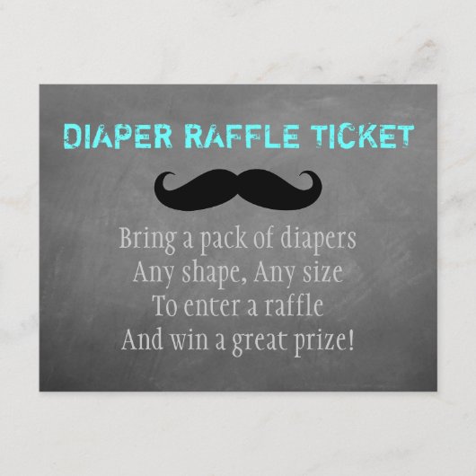 Mustache Diaper Raffle Ticket Informatiekaartje (Voorkant)