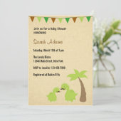 Mustache Dinosaur Theme Baby shower Uitnodiging (Staand voorkant)