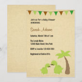 Mustache Dinosaur Theme Baby shower Uitnodiging (Voorkant / Achterkant)