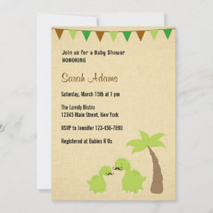Mustache Dinosaur Theme Baby shower Uitnodiging